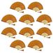 FANSOF.FANS 10 stuks stoffen waaiers met kwastjes, klasse A bamboe ribben, feestgunst, handventilator (donkergoudgeel)
