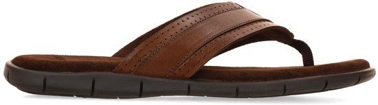 Manfield - Heren - Bruine leren slippers - Maat 42