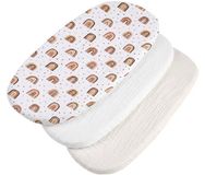 Medi Partners Hoeslaken van mousseline voor kinderwagen 86x40cm 3-delige set bedlaken voor wieg - 100% katoenen mousseline hoeslaken voor co-sleeper babybedje(Regenboog-Wit-Beige)