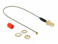 Delock MHF I (v) - SMA (v) kabel met ferriet kern - Micro Coax (1,13 mm) - 50 Ohm / grijs - 0,20 meter