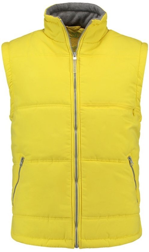 Lemon & Soda Basic bodywarmer geel voor heren - winddichte mouwloze sport vesten XL (42/54)