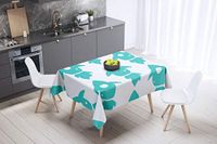 Bonamaison Tafelkleed, Anti-Mold, Sneldrogend, Waterdicht, 100% Polyester Tafellaken, Turkoois, wit, 140 x 140 Cm