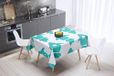 Bonamaison Tafelkleed, Anti-Mold, Sneldrogend, Waterdicht, 100% Polyester Tafellaken, Turkoois, wit, 140 x 140 Cm
