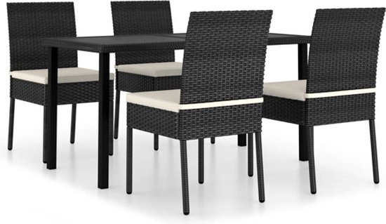 vidaXL 5-delige Tuinset poly rattan zwart