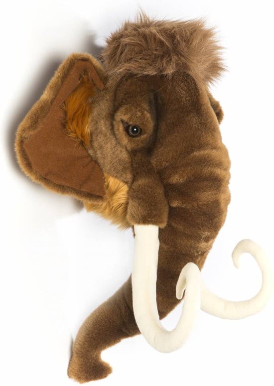 Wild & Soft - Wanddecoratie dierenkop pluche mammoet Arthur bruin