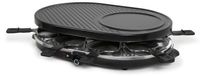ONLI Racletteapparaat 3-in-1 ON1035N, geschikt voor 8 personen, met grillplaat en crêpeplaat, oppervlakte 43 x 30 cm