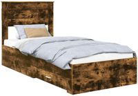 vidaXL Bedframe Gerookt Eiken en Zilver 75 x 190 cm Bewerkt hout