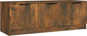 Meuble TV bois traité couleur chêne fumé 102x35x36,5 cm