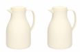 Isoleerkan - 2x - wit - met drukknop - 1 liter - Koffiekan - thermoskan - warmhoud kan