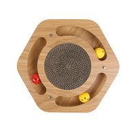 Wouapy Speelplaats voor katten, interactief kattenspeelgoed, krabpaal van golfkarton voor katten, jachtballen voor katten, originele en praktische speelplaats, zeshoekig