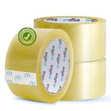 m-office Cinta Adhesiva Transparente, Cinta de Embalar Adhesiva para Embalaje de Cajas, Envíos, Mudanzas y Manualidades, Precinto Transparente Seguro y Resistente (48mmx66m, x3)