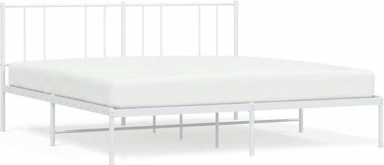 vidaXL Bedframe met hoofdbord metaal wit 200x200 cm