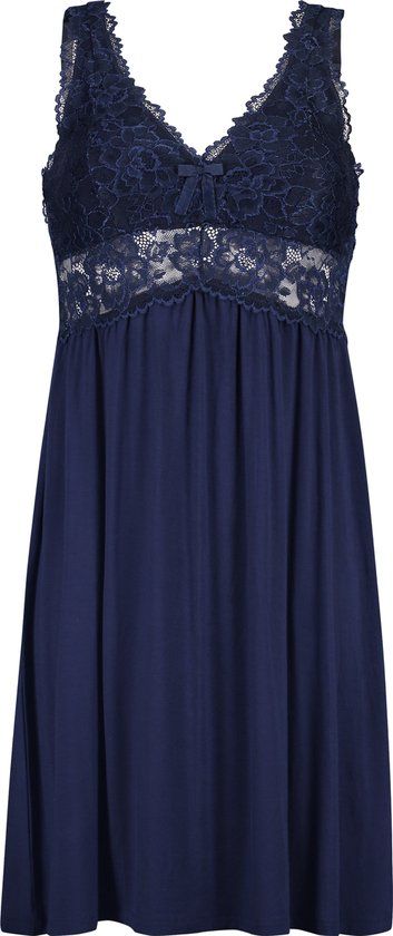 Hunkemöller Dames Nachtmode Slipdress Nora Lace - Blauw - maat 2XS