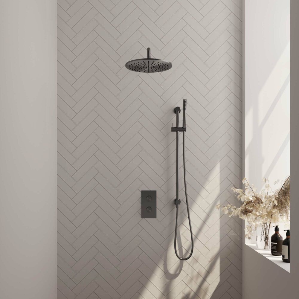 Brauer Gunmetal Edition inbouw doucheset met glijstang, muurarm en staafhanddouche 3-weg 30 gunmetal