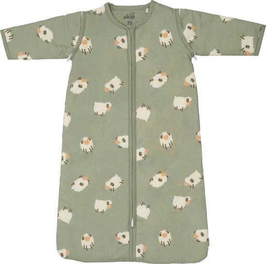 With Love Sheep Winter Slaapzak - Met Afritsbare Mouw - Groen - 110 cm