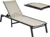VEVOR Chaise longue pliable, Capacité de charge 181,44kg, Chaise longue de jardin avec 5 dossiers réglables, Chaise longue de plage en aluminium, Chaise longue, Meubles de jardin pour plage, jardin, camping et terrasse, Kaki