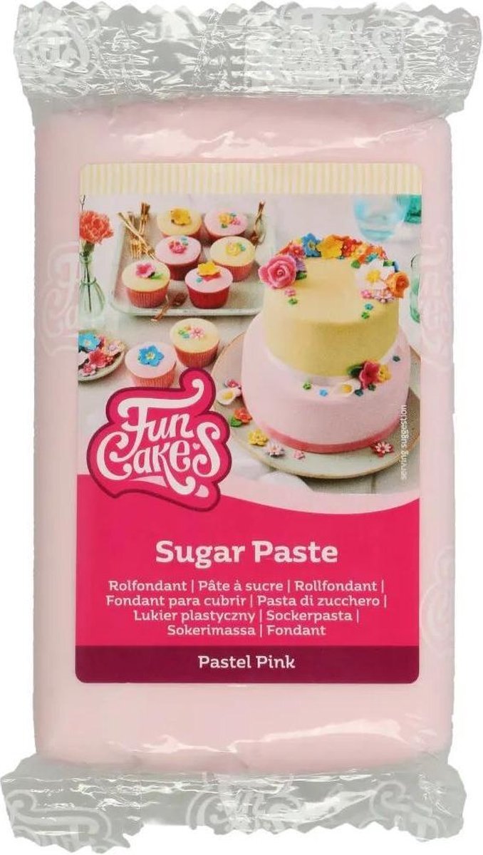 FunCakes Rolfondant Pastel Pink: Makkelijk in gebruik, Glad, Flexibel, Zacht en Plooibaar, Perfect voor Cake Decorating, Halal, Kosher en Glutenvrij. 250 g