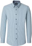 CASA MODA Sport casual fit overhemd - popeline - wit met blauw en groen dessin - Strijkvriendelijk - Boordmaat: 41 - 42