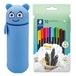 MARKY potloodetui in emoji-design in blauw, zachte en slijtvaste silicone, incl. 10 STAEDTLER triplus fineliners 334
