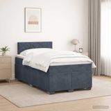 vidaXL Boxspringbed met matras en LED-verlichting, donkergrijs, 120 x 190 cm, fluweel