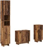 vidaXL - 3-delig - badkamerkast - set - EDE - Oud - hout - Bewerkt - hout