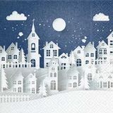 Merkloos Servetten, afm 33x33 cm, kerstdorp, 20stuks