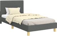 vidaXL Kinderbedframe met hoofdeinde, donkergrijs, 90 x 190 cm, stof