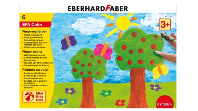 Eberhard Faber EF-578806 Vingerverf 100ml - Geel Rood Blauw Groen Wit Zwart
