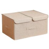 Grote Joybos Grote opvouwbare opbergdoos voor kleding van stof, met deksel, beige