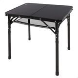 AKTIVE Klaptafel, klein, zwart, 60 x 45 x 27/56 cm, in hoogte verstelbaar, antislip voeten, draagkracht 30 kg, handgrepen, incl. afneembaar extra net, strand, tuin (63086)