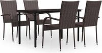 vidaXL 5-delige Tuinset bruin en zwart