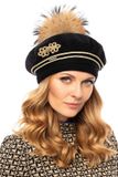 Vivisence Dames Winter Baret Wol Met Fleece Voering - Handgemaakt Met Afneembare Pompon En Gouden Details - Houdt Je Hoofd Warm Zonder Pluizen En Zit Comfortabel Voor Dagelijks Draagplezier - Zwart
