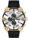 Diesel Spiked Herenhorloge DZ4671 - Zilver/Goudkleurig/Zwart Staal met Zwart Lederen Band - 49mm