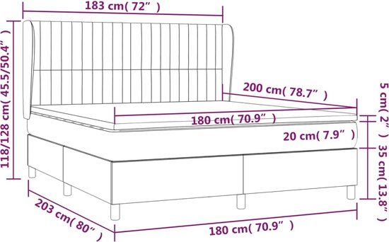 vidaXL Boxspring met matras stof taupe 180x200 cm