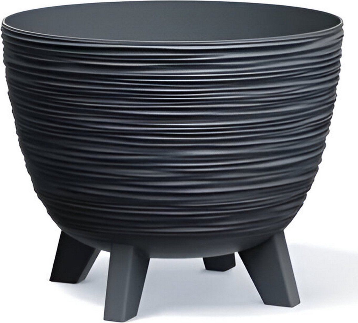 Prosperplast Furu Eco Wood-Naturo - Bloempot met pootjes / Plantenbak - UV-bestendig ⌀236mm - Antraciet