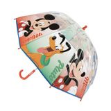 Mickey Mouse Kinderparaplu, transparant, meerkleurig, 45 cm, handmatige opening, duurzaam POE-materiaal, officiële Disney-licentie voor regen en school