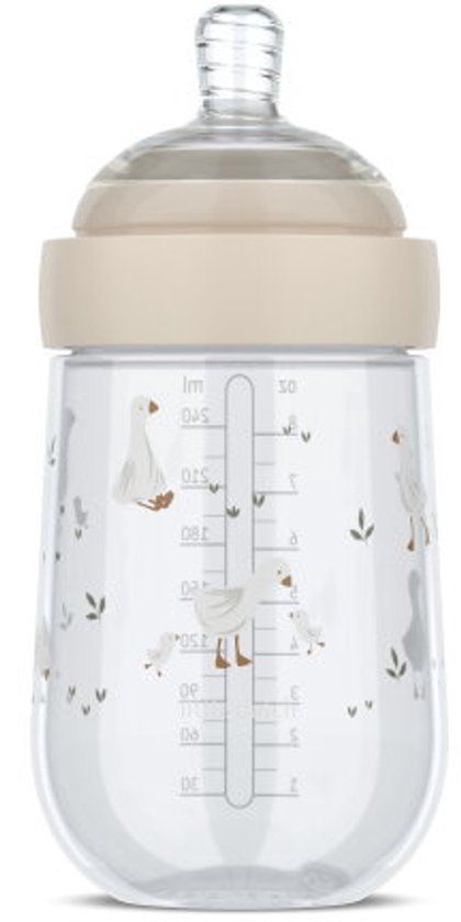 Mepal Mio Babyfles Little Dutch - 240 ml - Anti-koliek - Spiraalontwerp voorkomt verstopping - Siliconen van medische kwaliteit - Little Goose