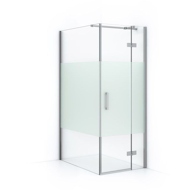 Maxaro Douchecabine Diamond 120x80cm 8mm Helder Veiligheidsglas met Matte Strook Chroom