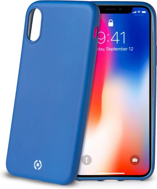 Celly Soft matt - iPhone X - Xs -10s achterkant hoesje – 2 lagen bescherming Blauw /Rood /Zilver