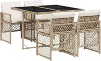 vidaXL 5-delige tuinset met kussens, beige, polyrotan
