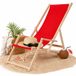 Mucola chaise de plage avec accoudoirs chaise longue de plage en bois pliable chaise longue de jardin chaise longue pliante - rouge