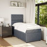 VidaXL Boxspringbed met matras, donkergrijs, 120x190 cm, fluweel