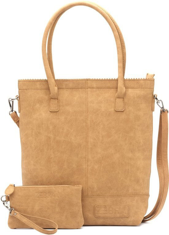 Zebra Natural Shopper met rits Camel