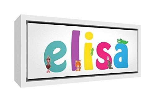 Little Helper Little Helper doek met frame van massief hout wit illustratieve stijl bont met de naam Girls Elisa 34 x 88 x 3 cm groot