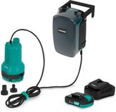 VONROC Accu Dompelpomp 20V - 90W – 3.800 l/h, 0.6 bar – vlakzuigend tot 1mm - schoon- en vuilwater - Incl. 2.0Ah accu en snellader
