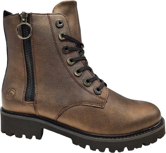 Remonte Dames Bottines - cognac/caramel - Maat 39 - Veterboots - Leer - Herfst/Winter 2023