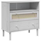 vidaXL Dressoir SENJA, rotanlook, wit, 80x40x80 cm, grenenhout