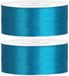PartyDeco Ruban cadeau - 2x - turquoise - 2,5 cm x 25 mètres - satin