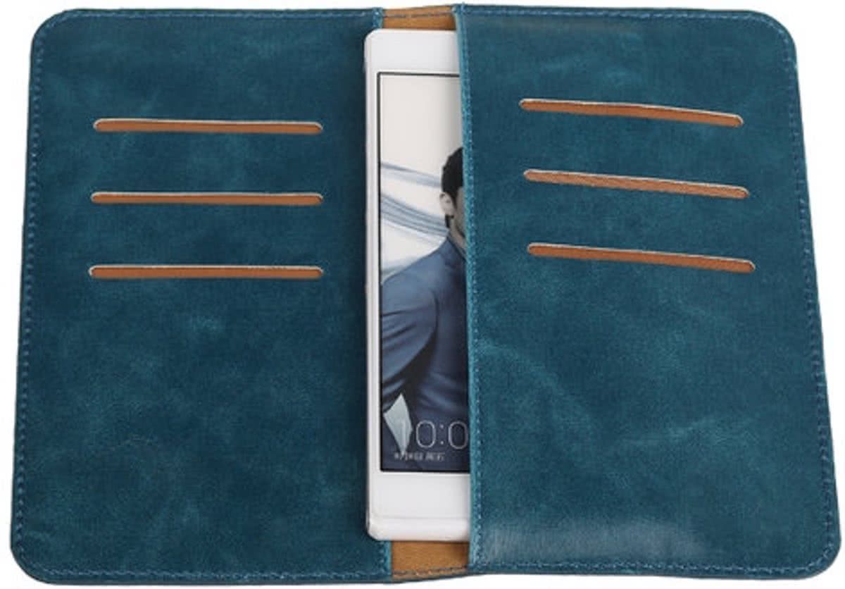 Best Cases Blauw Pull-up Medium Pu portemonnee wallet voor Huawei Y5c