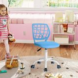 FurnitureR Kinderbureaustoel, in hoogte verstelbare draaistoel met klein gat rugleuning ontwerp, geschikt voor kinderslaapkamer of studeerkamer, blauw I
